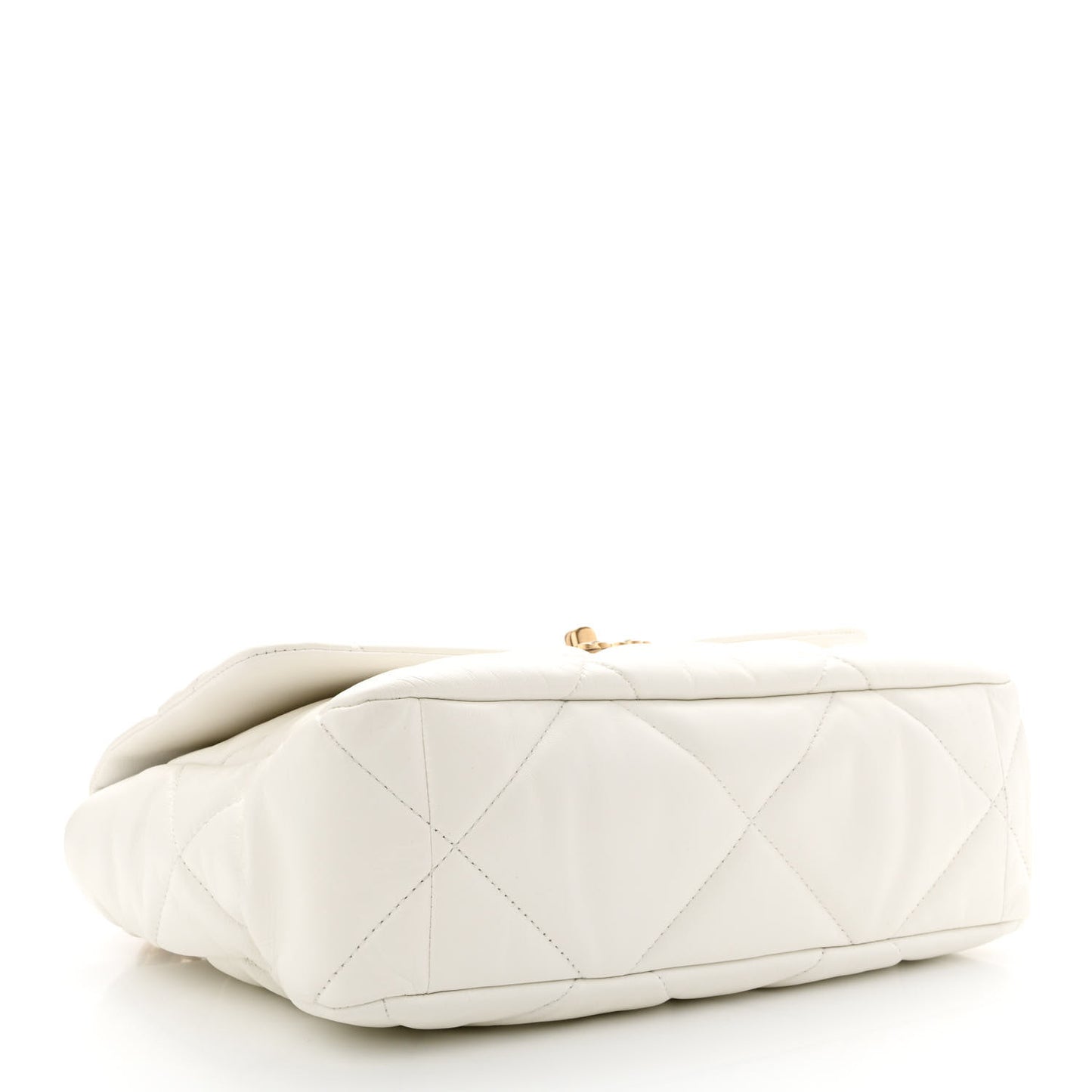Goatskin Quilted Large Chanel 19 Flap White