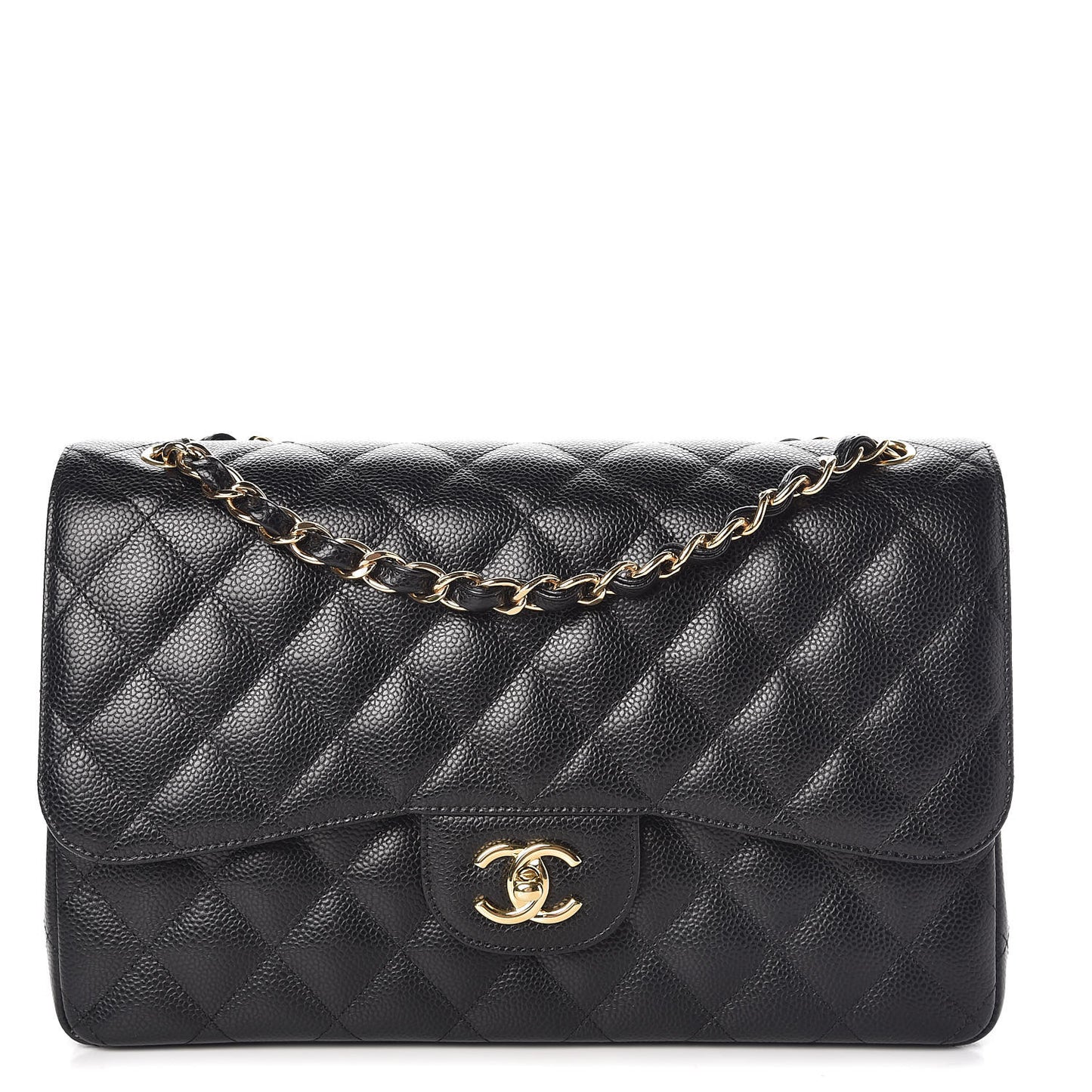 Caviar Quilted Jumbo Double Flap Black