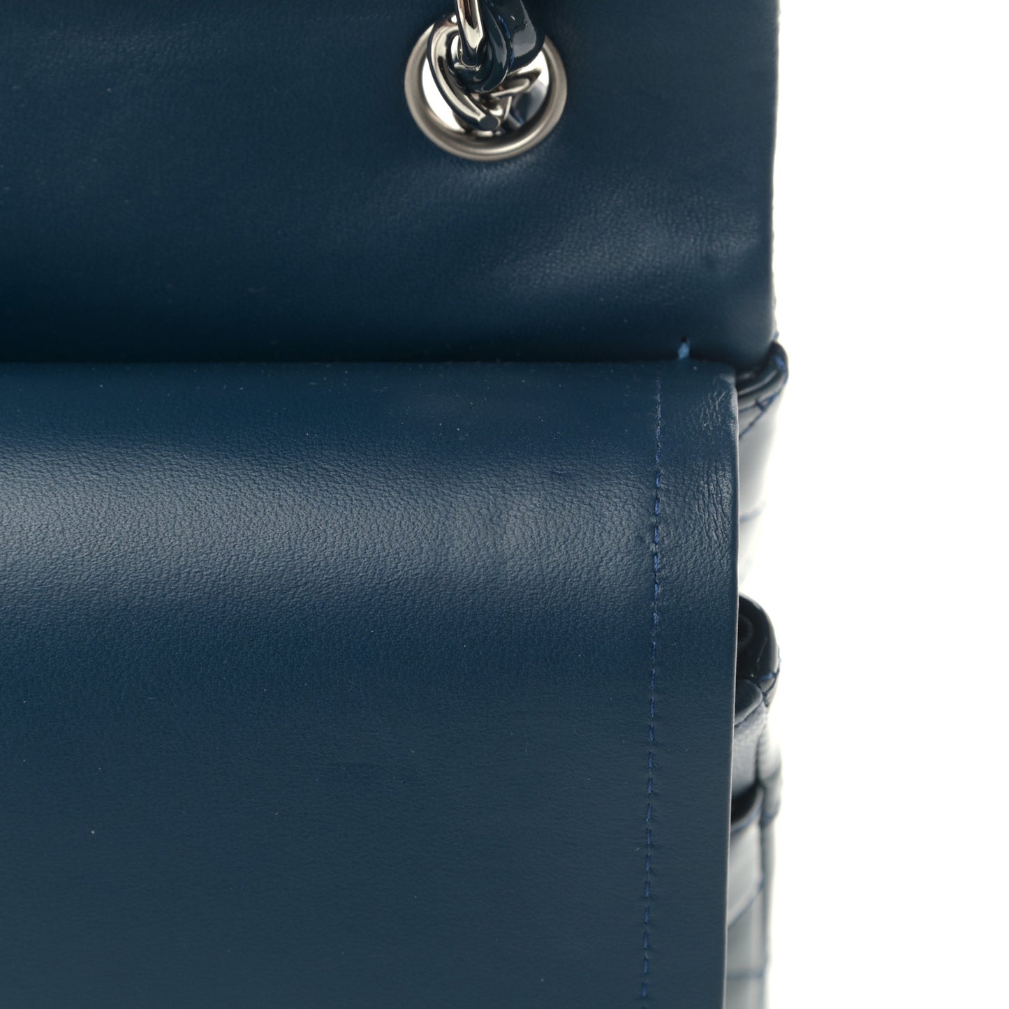 Patent Quilted Jumbo Double Flap Navy