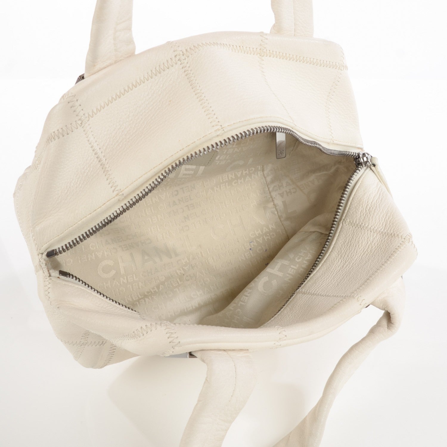 Chanel Caviar Square Stitched Tote White 7 of 8