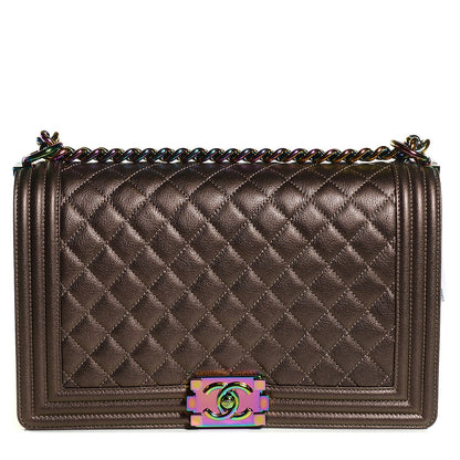 Chanel Iridescent Goatskin Quilted Large Boy Flap Bronze 1 of 8