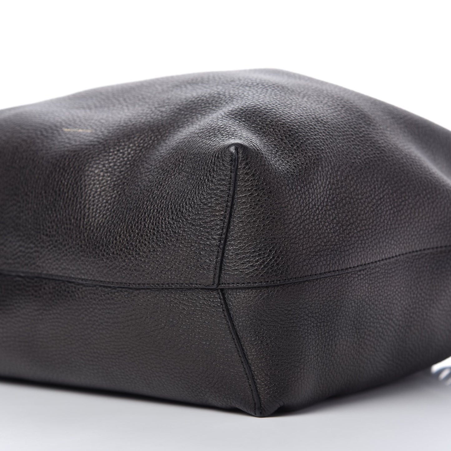 Tumbled Calfskin Large Shopping Tote Black