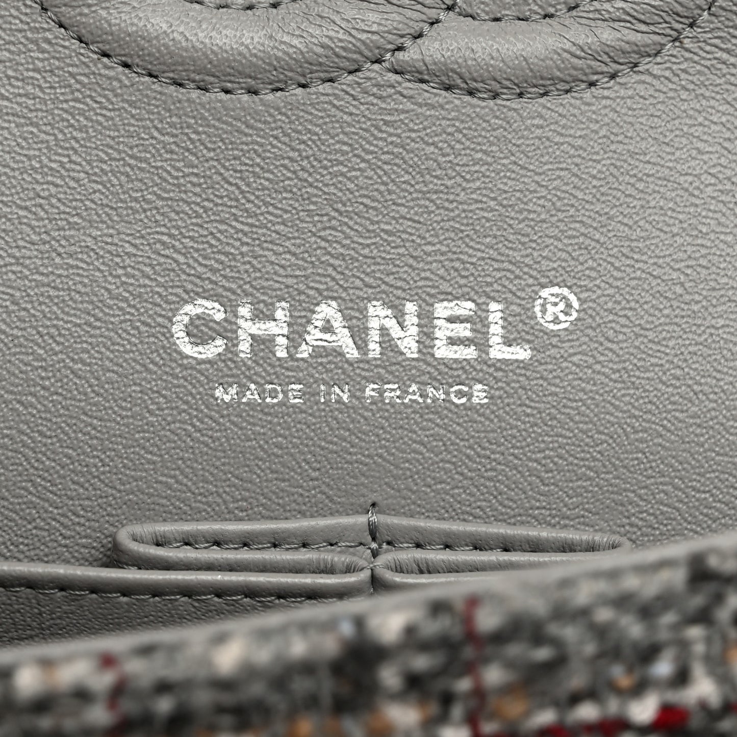 Tweed Quilted Medium Double Flap Grey Multicolor