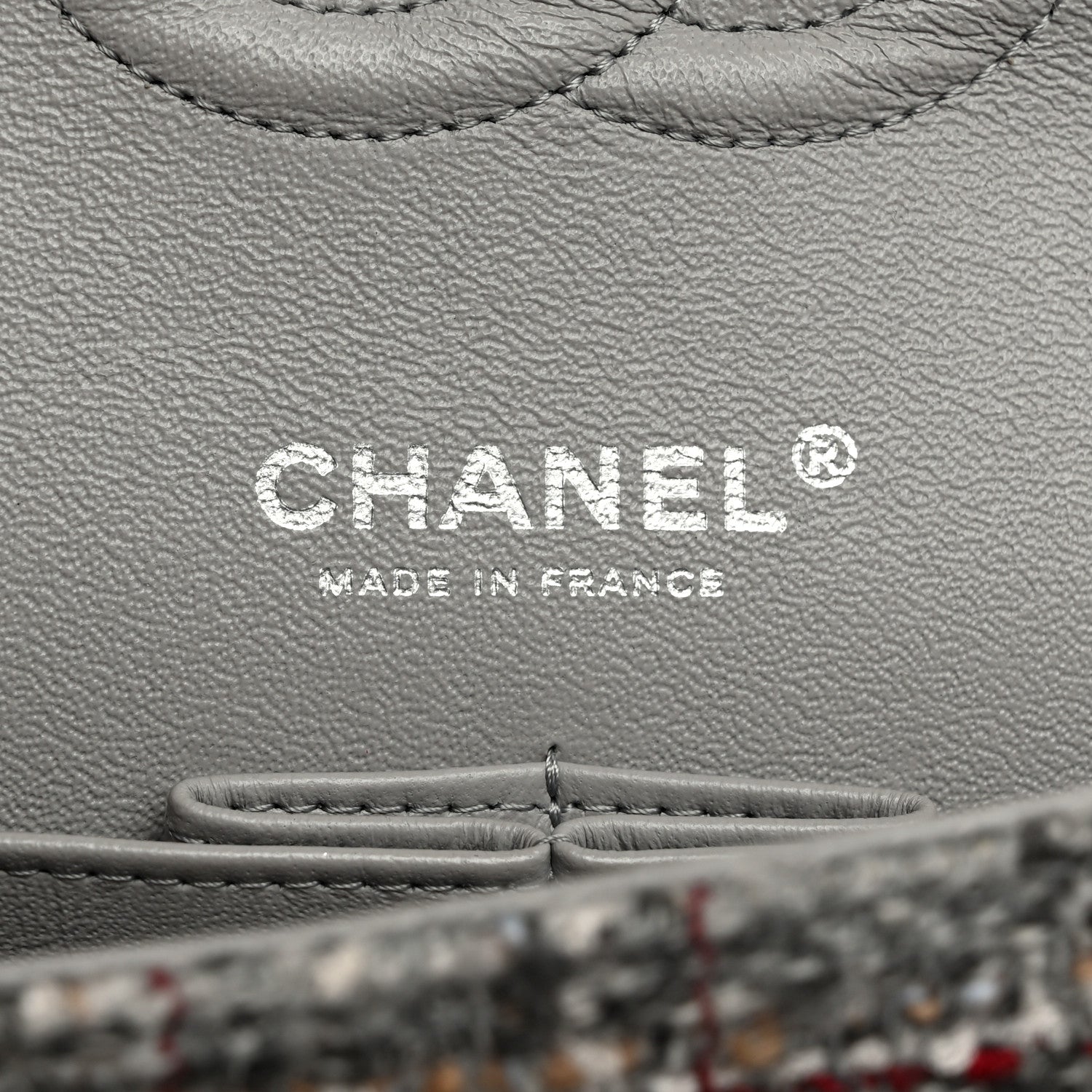 Chanel Tweed Quilted Medium Double Flap Grey Multicolor 6 of 13