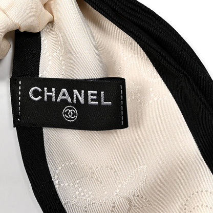 Chanel Silk Twill Hair Tie Ivory Black 3 of 3
