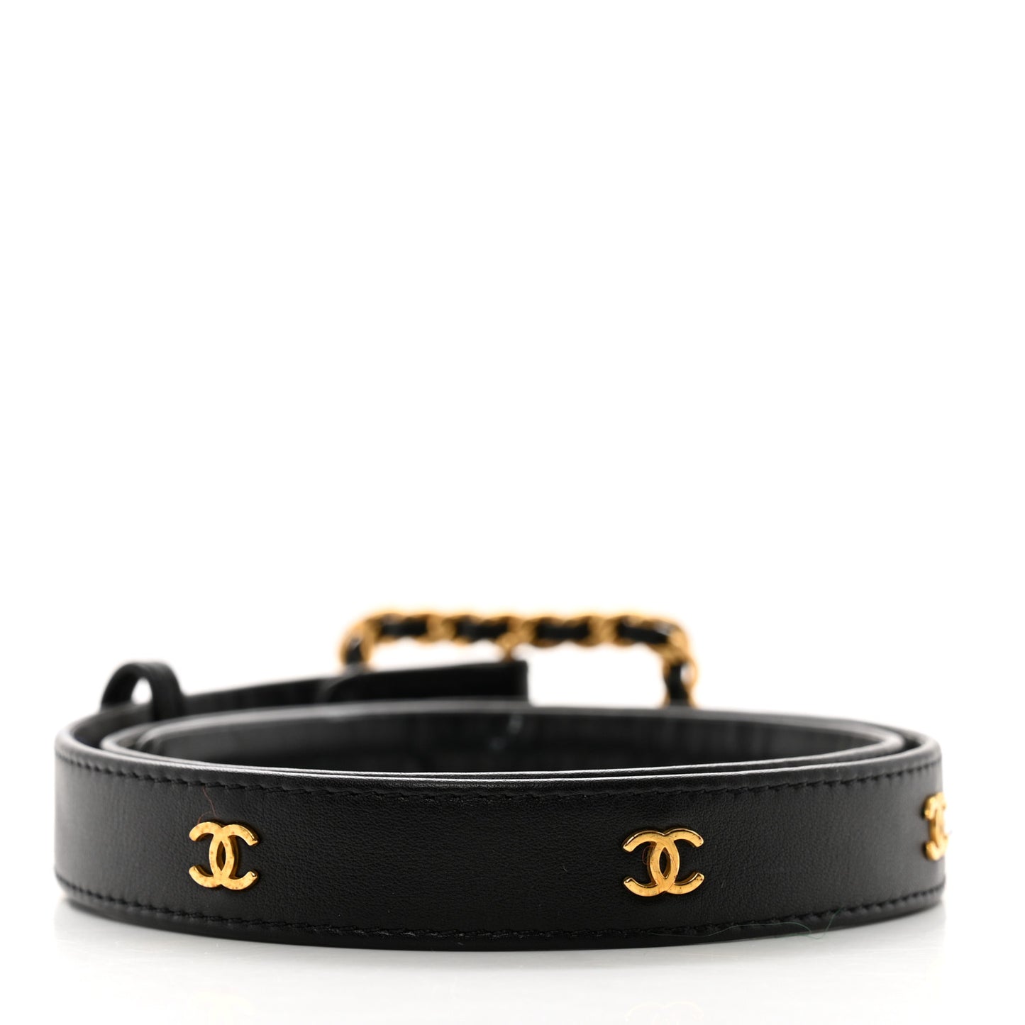 Lambskin Chain Square Buckle Belt 70 28 Black