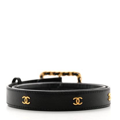 Chanel Lambskin Chain Square Buckle Belt 70 28 Black 2 of 8