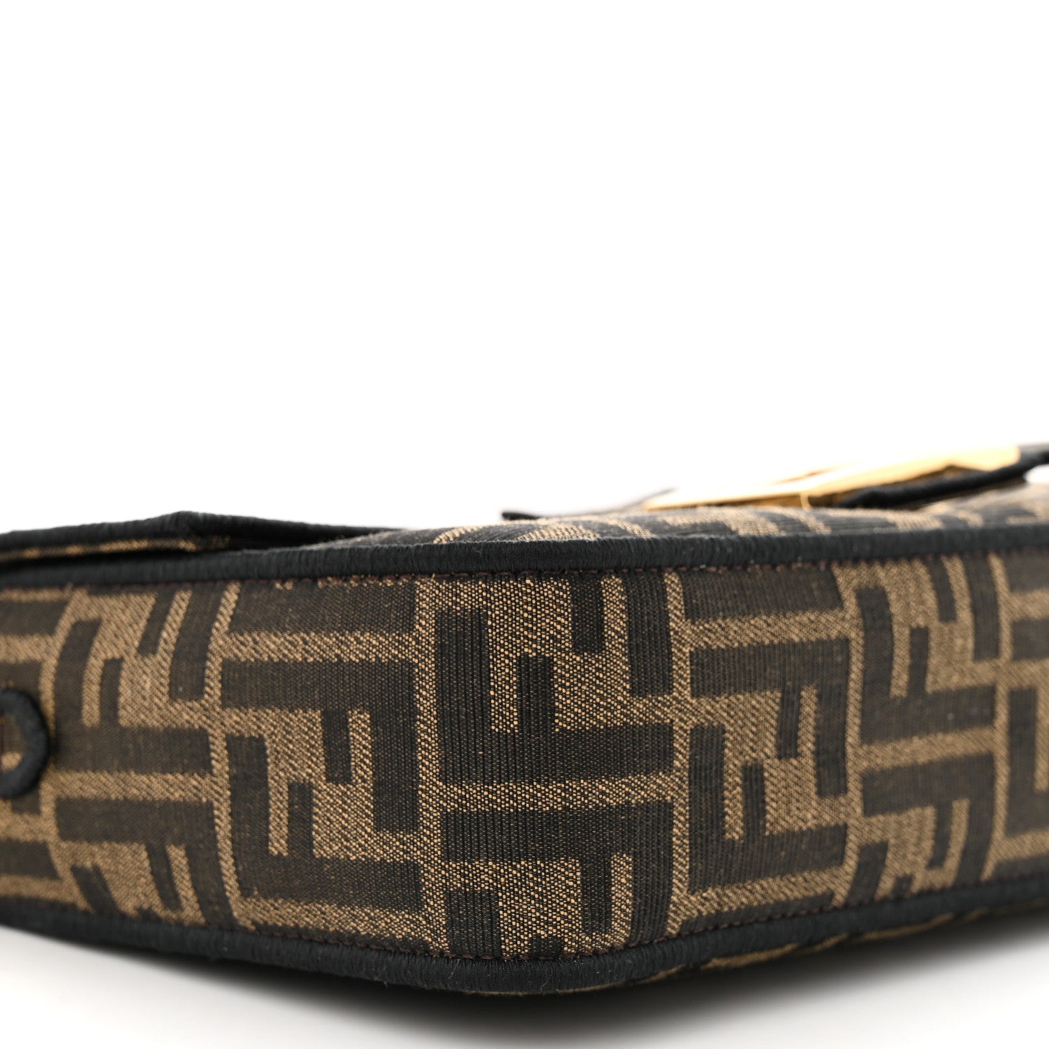 Fendi Fabric Jacquard FF 1974 Medium Baguette Tobacco Moro Black 9 of 11