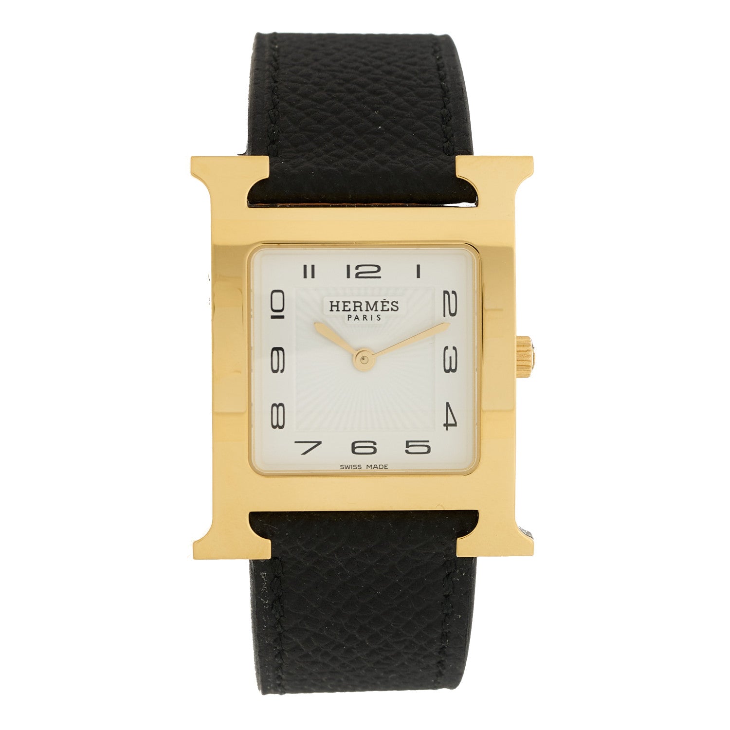 Hermes Stainless Steel Epsom 26mm Heure H Hour Quartz Watch Noir 1 of 5