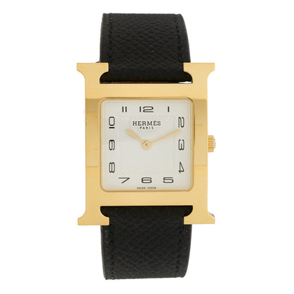 Hermes Stainless Steel Epsom 26mm Heure H Hour Quartz Watch Noir 1 of 5