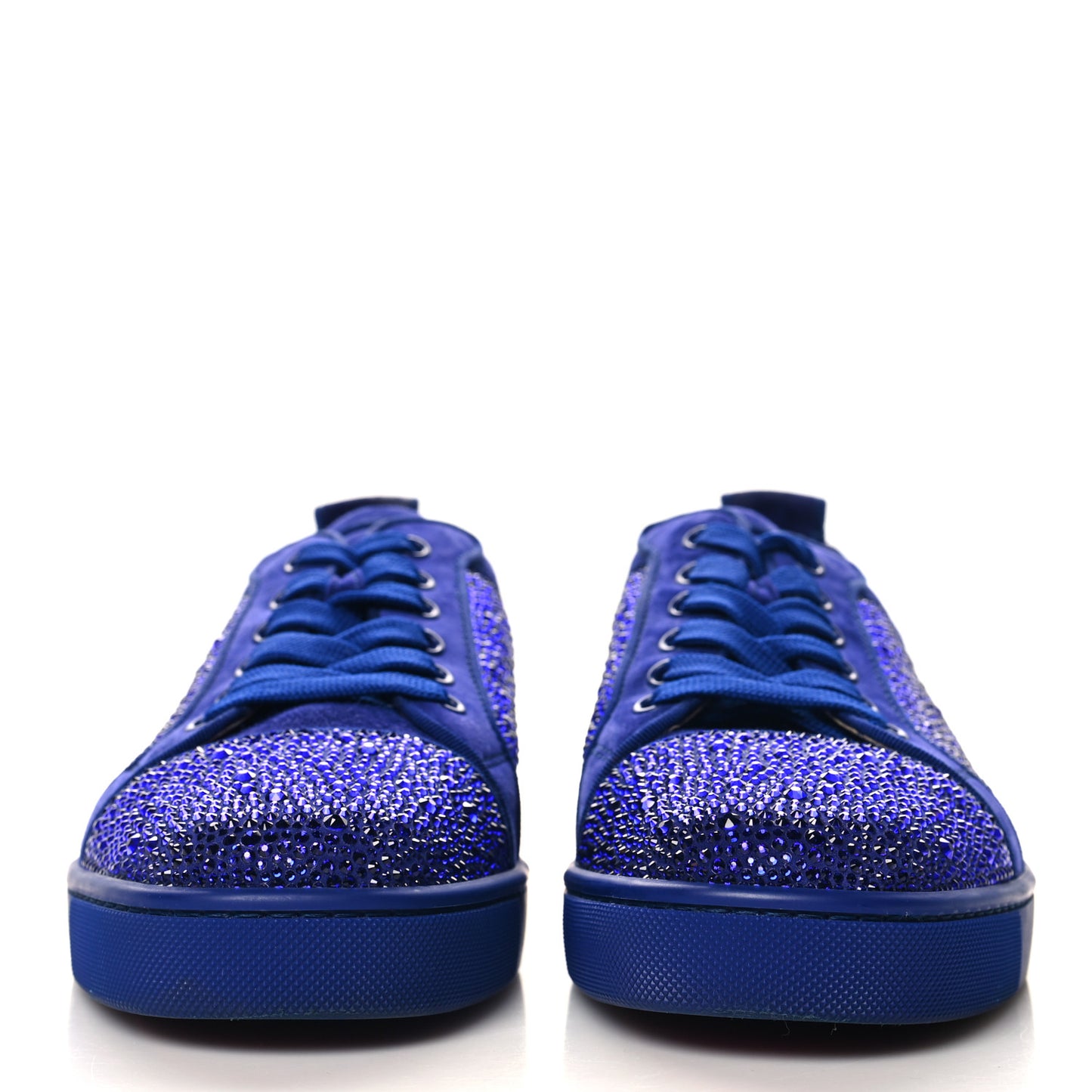 Calfskin Veau Velours Strass Mens Louis Junior Flat Sneakers 43 Blue