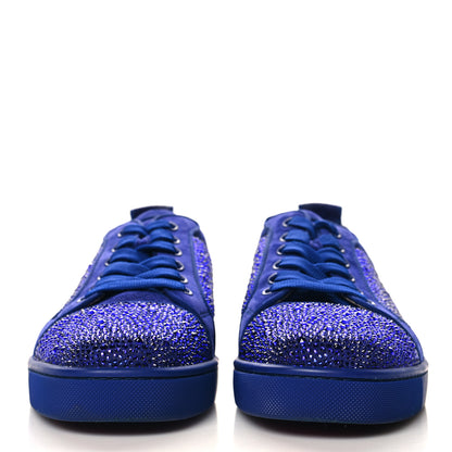 Christian Louboutin Calfskin Veau Velours Strass Mens Louis Junior Flat Sneakers 43 Blue 2 of 9