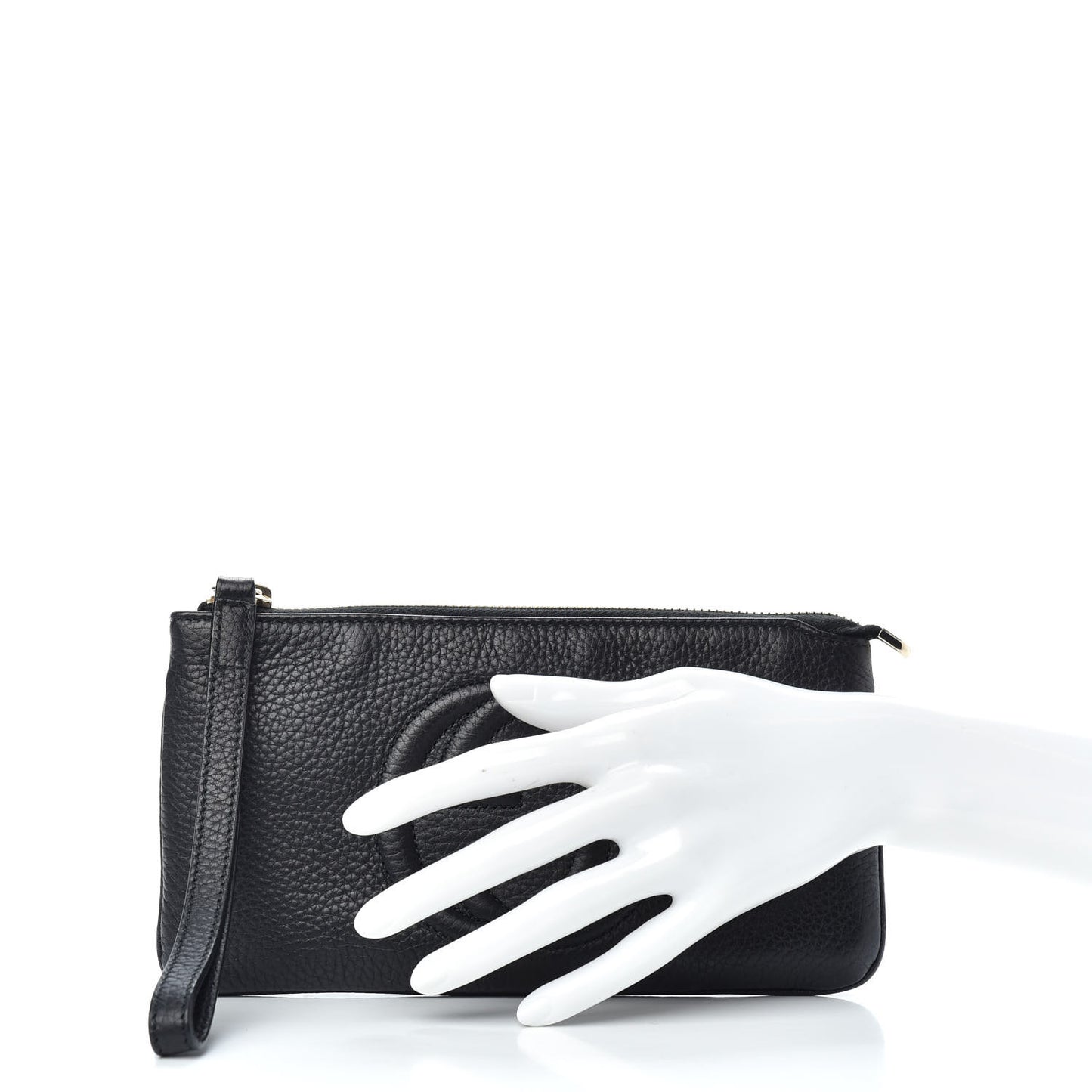 Pebbled Calfskin Soho Wristlet Black