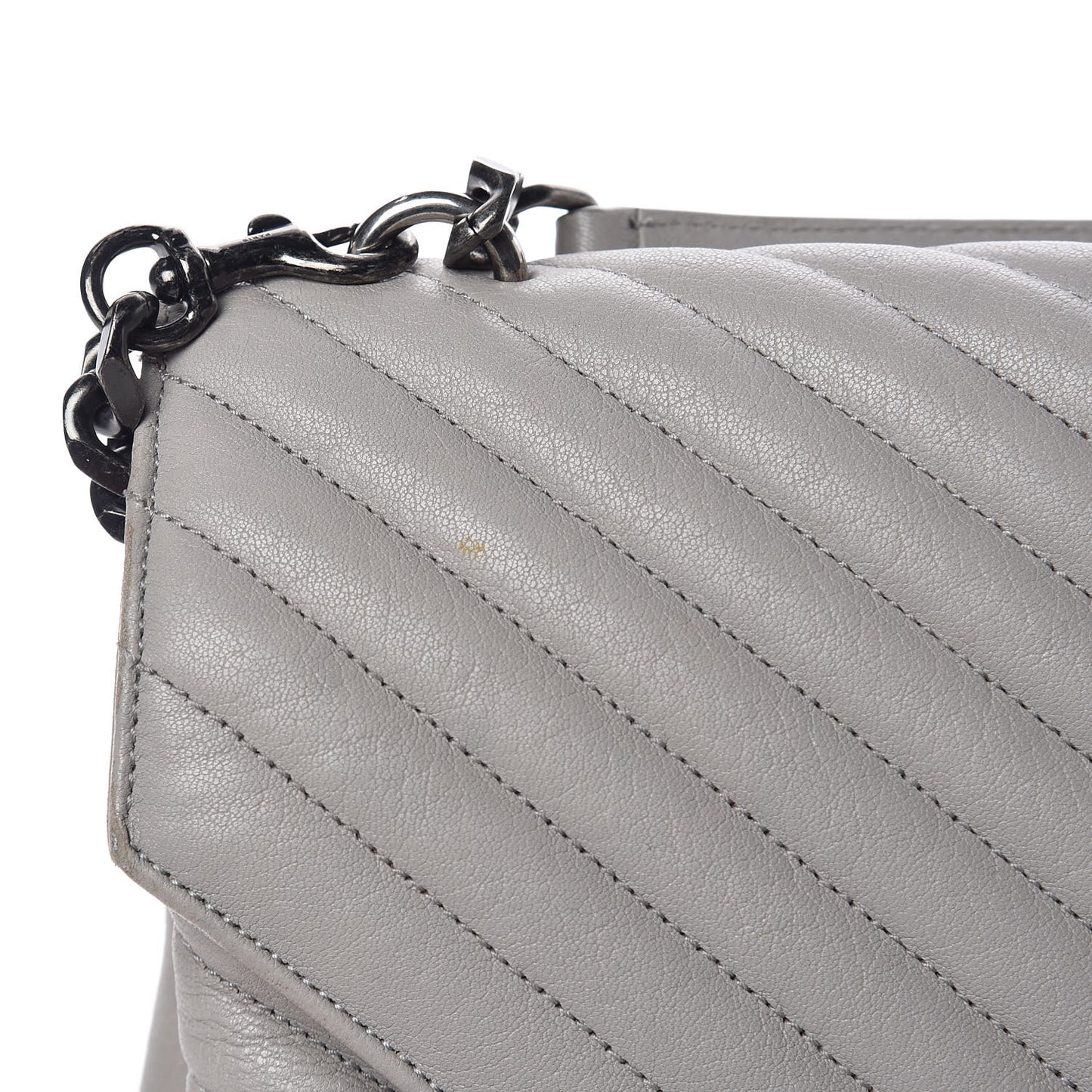 Sheepskin Matelasse Chevron Monogram Large College Satchel Light Grey