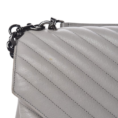 Saint Laurent Sheepskin Matelasse Chevron Monogram Large College Satchel Light Grey 9 of 19