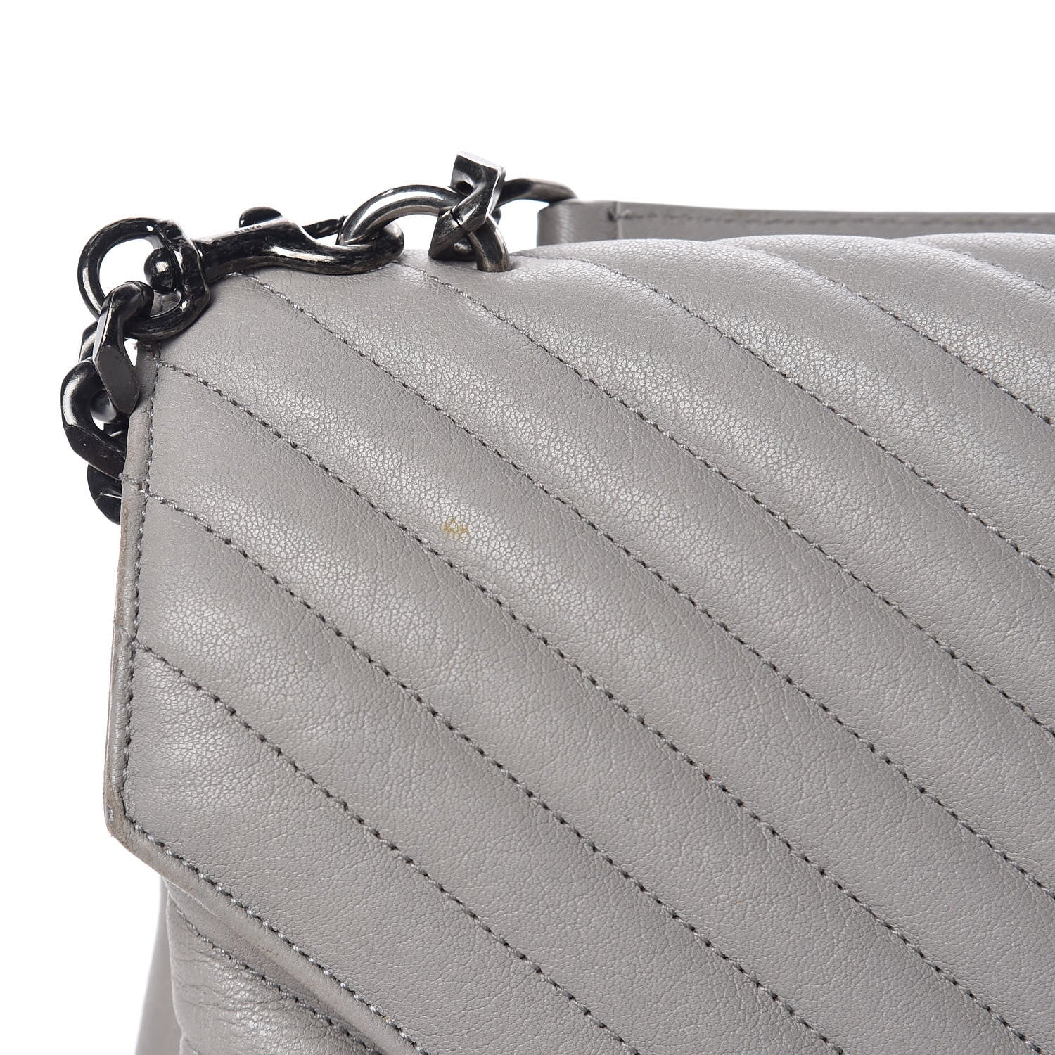 Saint Laurent Sheepskin Matelasse Chevron Monogram Large College Satchel Light Grey 9 of 25