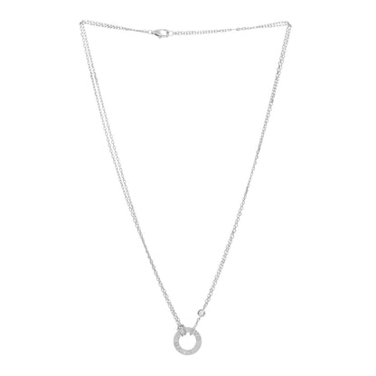 Cartier 18K White Gold 2 Diamond LOVE Necklace 3 of 5