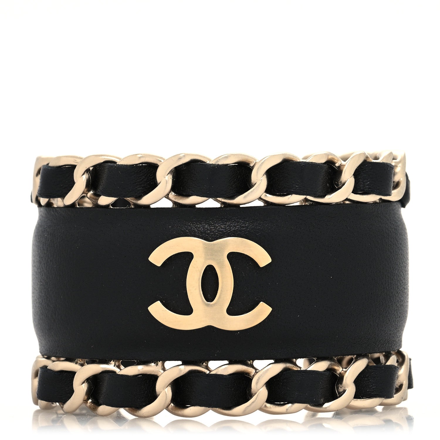 Chanel Lambskin Chain CC Cuff Black Gold 1 of 4