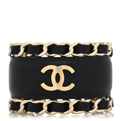Chanel Lambskin Chain CC Cuff Black Gold 1 of 4