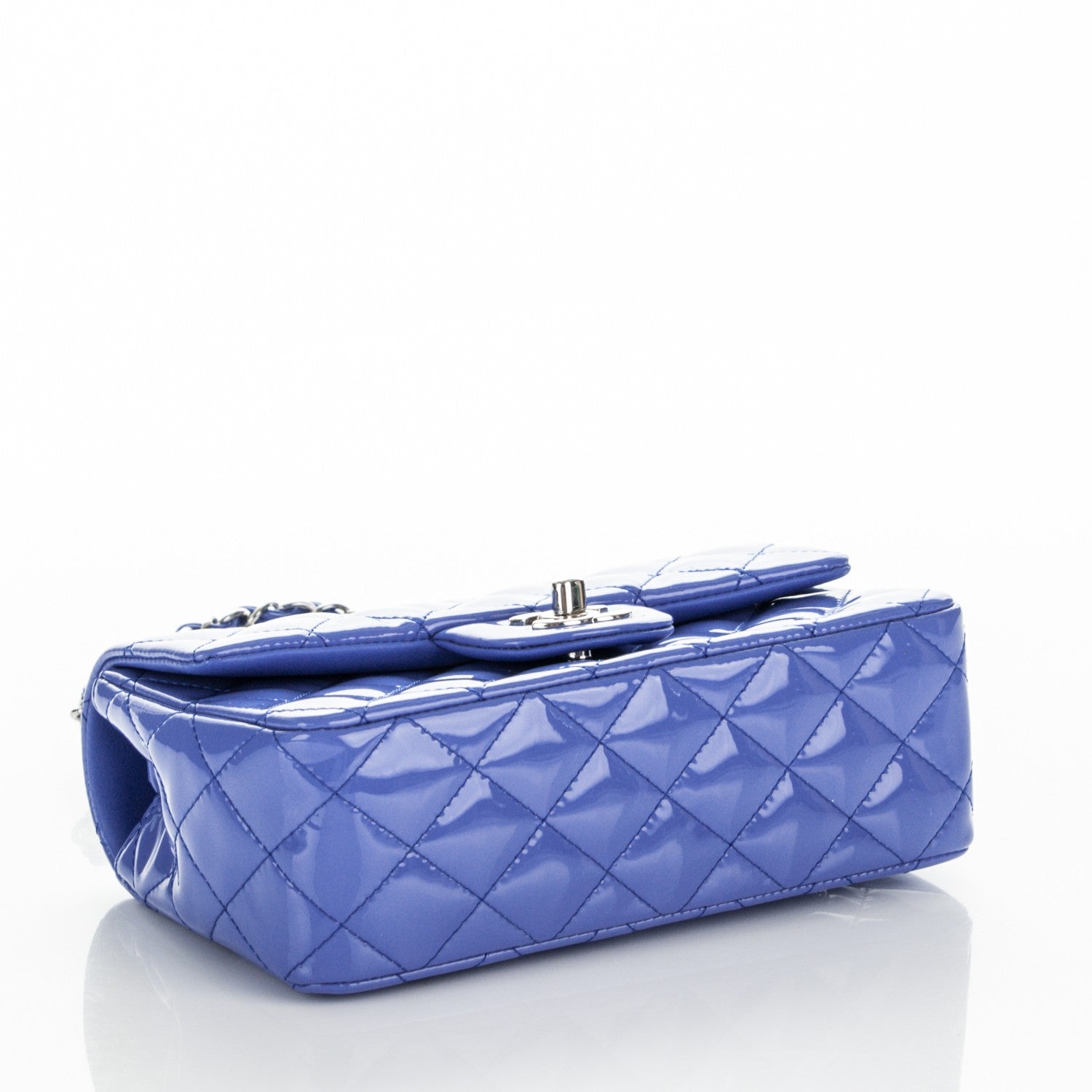 Chanel Patent Calfskin Quilted Mini Rectangular Flap Blue 4 of 7