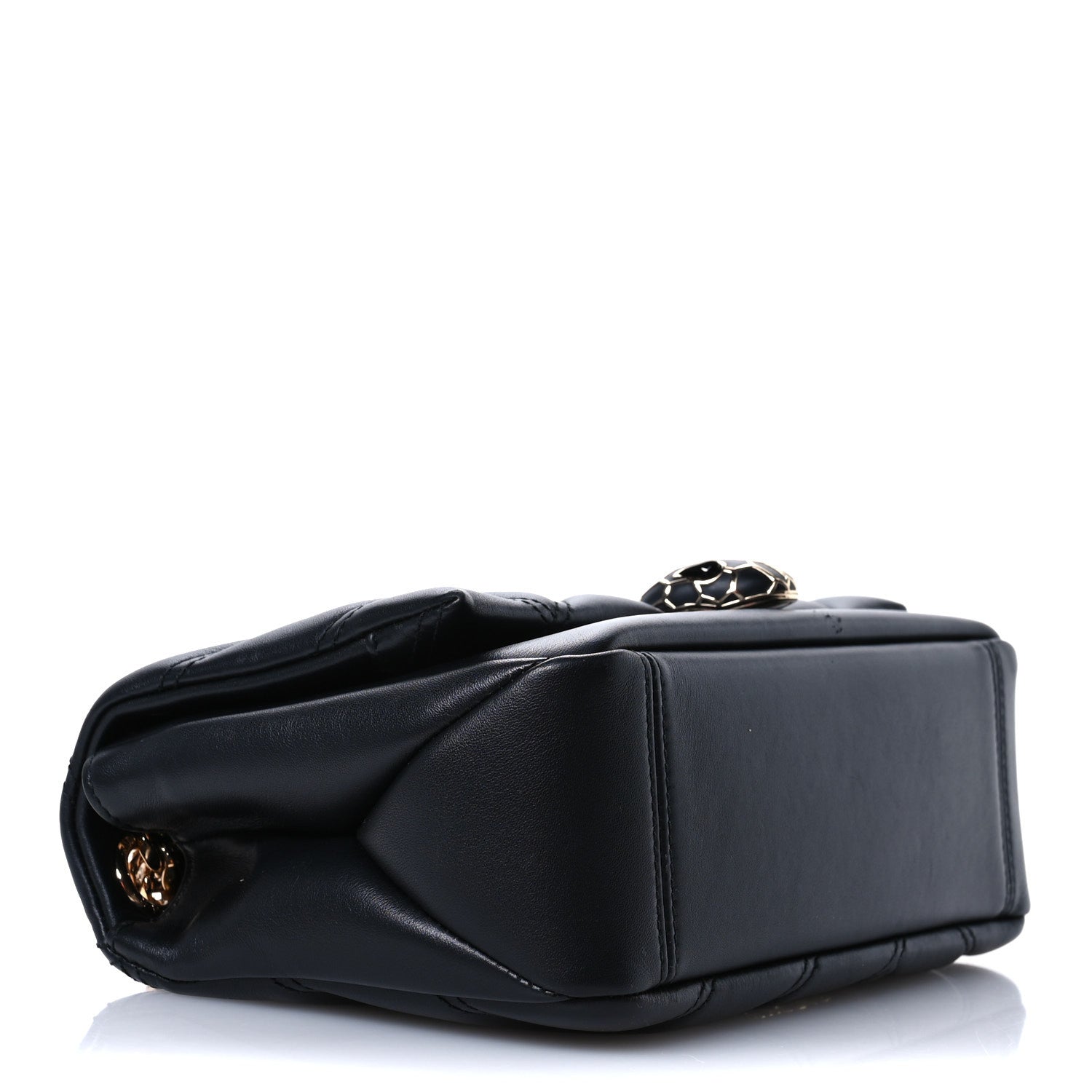 Bulgari Calfskin Matelasse Small Serpenti Cabochon Shoulder Bag Black 4 of 10