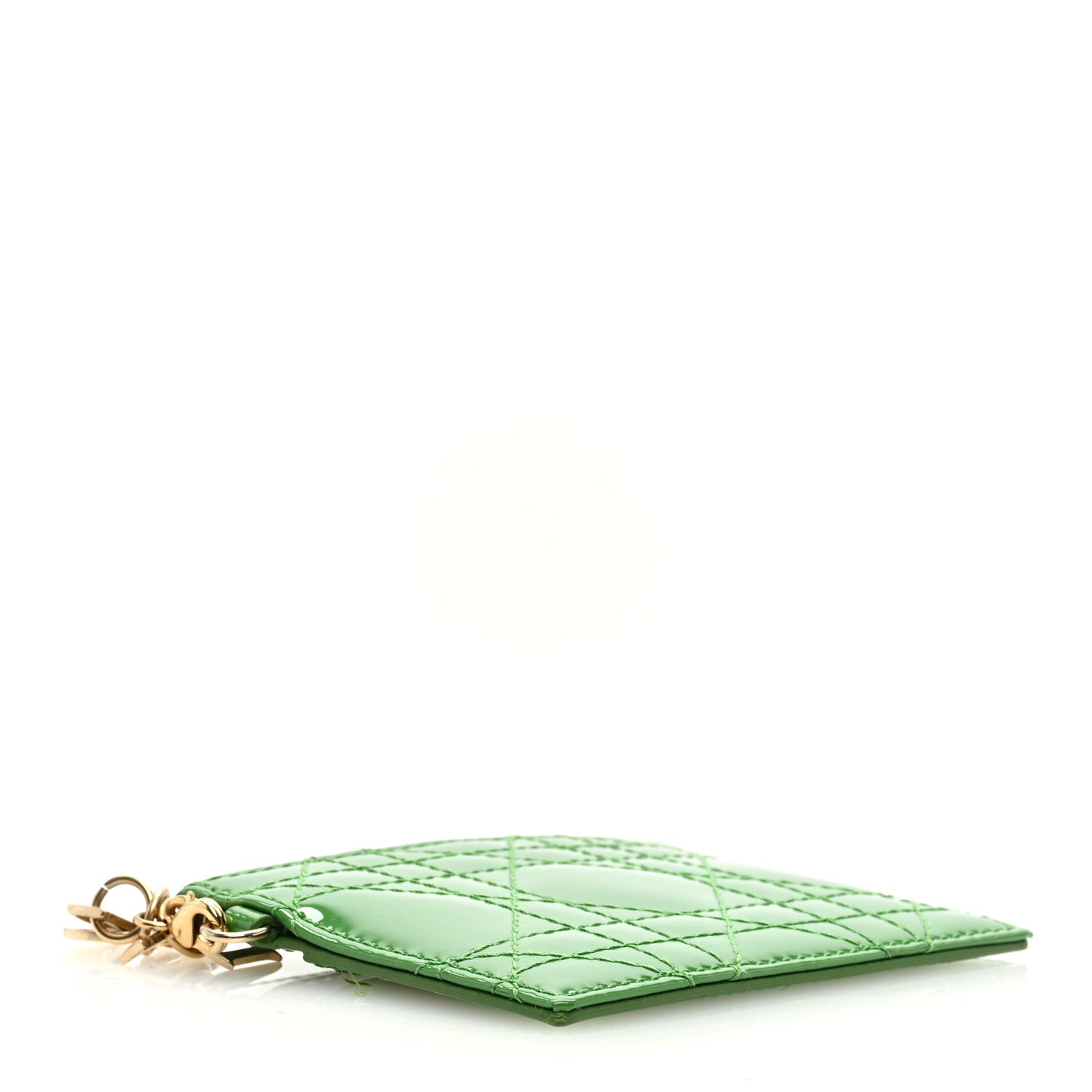 Patent Cannage Lady Dior Card Holder Green