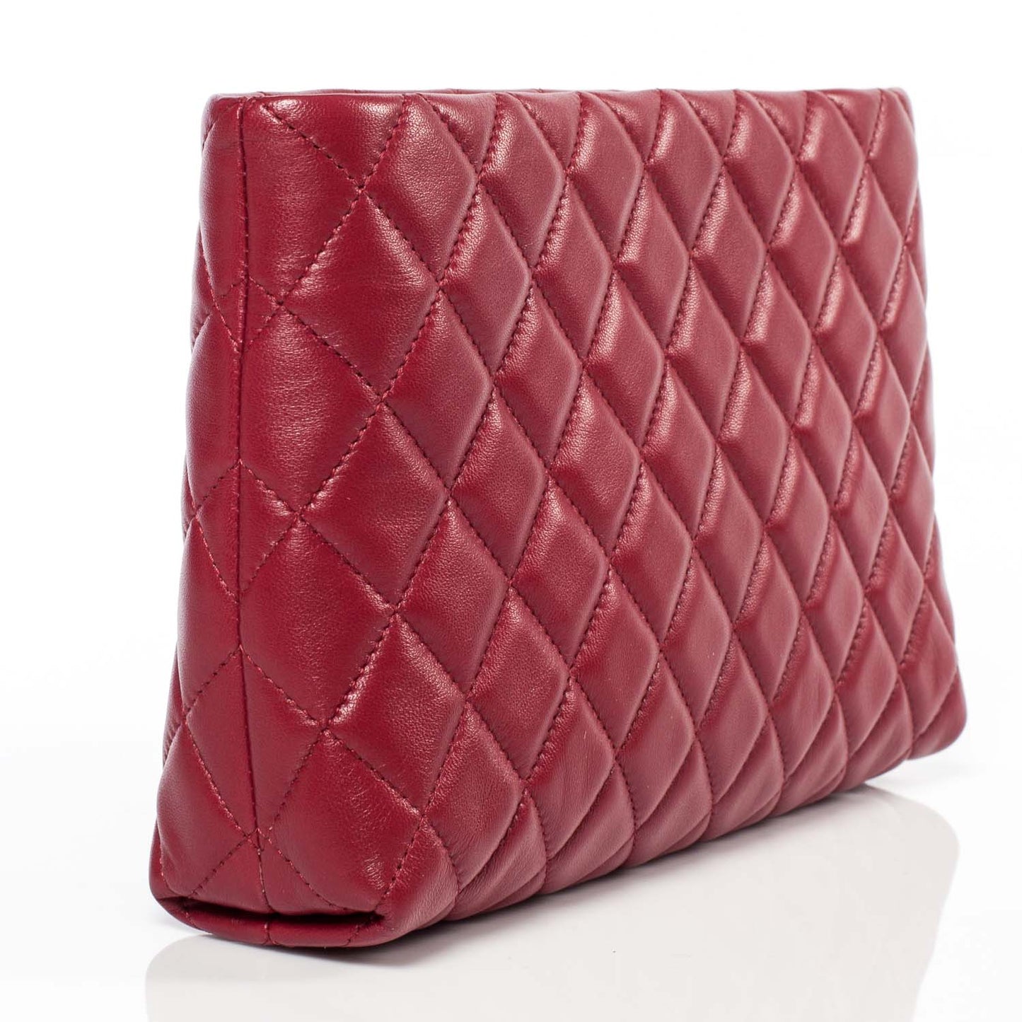 Lambskin Quilted Clutch Red