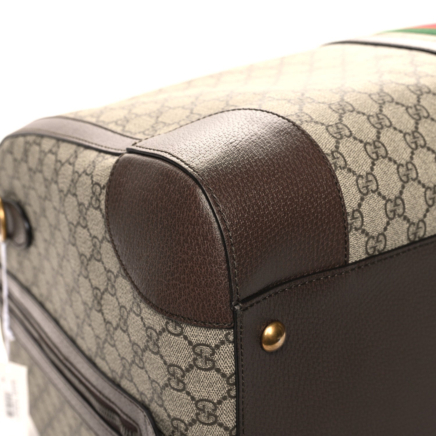 Gucci GG Supreme Monogram Textured Dollar Calfskin Web Large Savoy Duffle Bag Beige Ebony New Acero 10 of 13