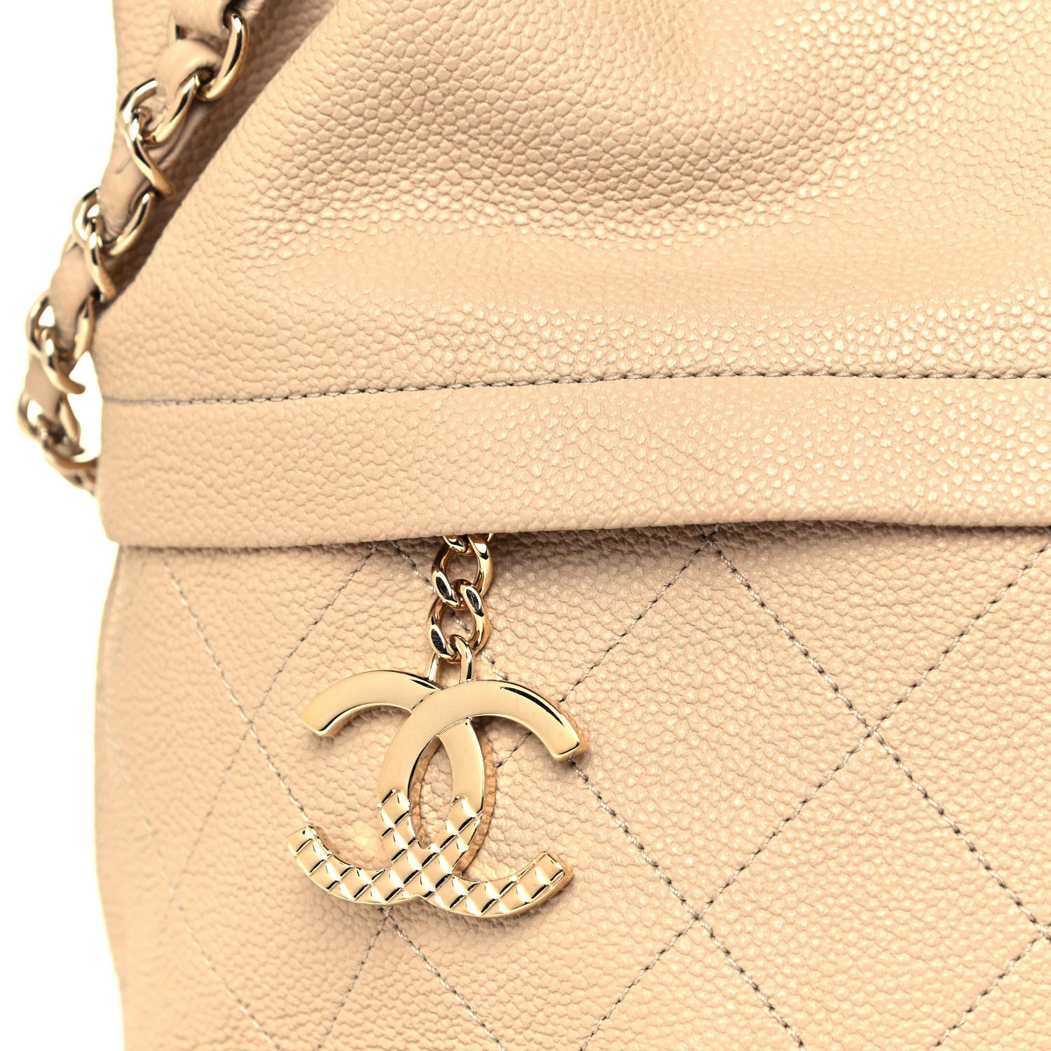 Chanel Crumpled Grained Calfskin Zip and Carry Shopping Tote Beige 8 of 12