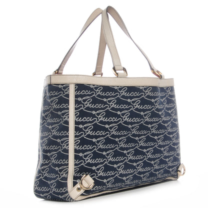 Gucci Canvas Print Large Abbey Tote Navy Off White 3 of 7