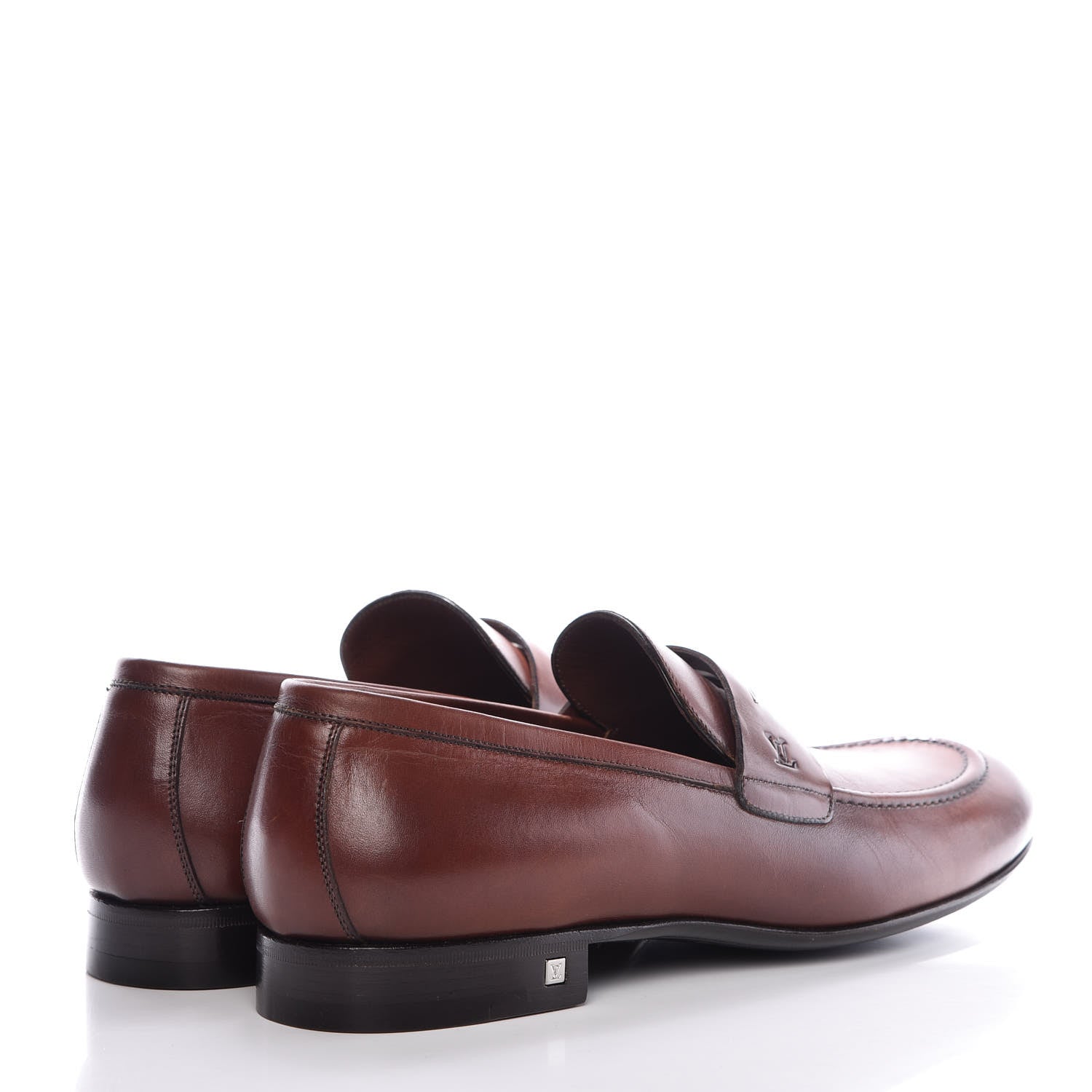 Louis Vuitton Calfskin Mens Santiago Loafers 8 Brown 4 of 10