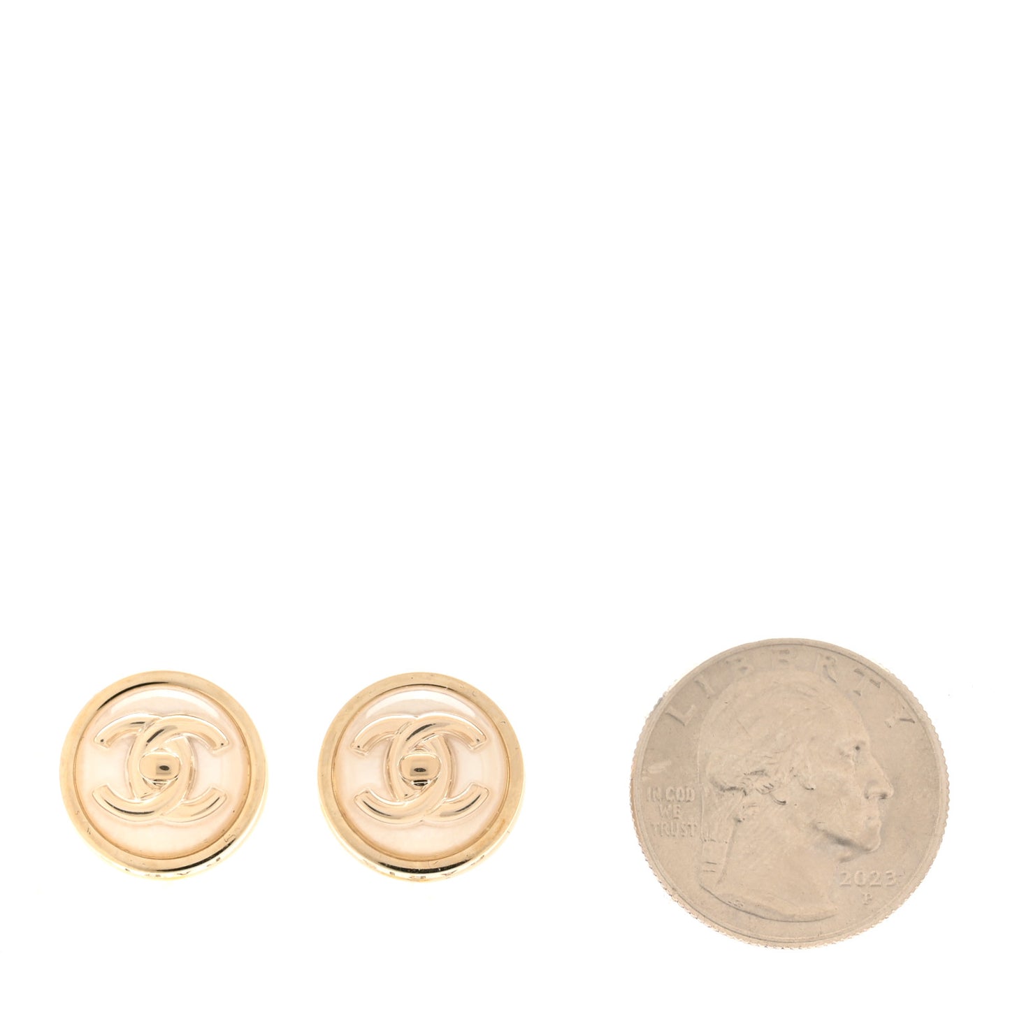 Resin CC Turnlock Earrings White Gold
