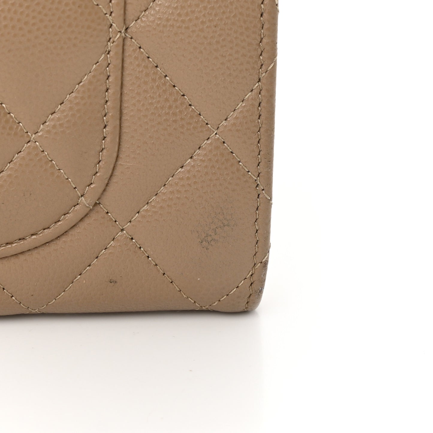 Caviar Quilted Long Flap Wallet Beige