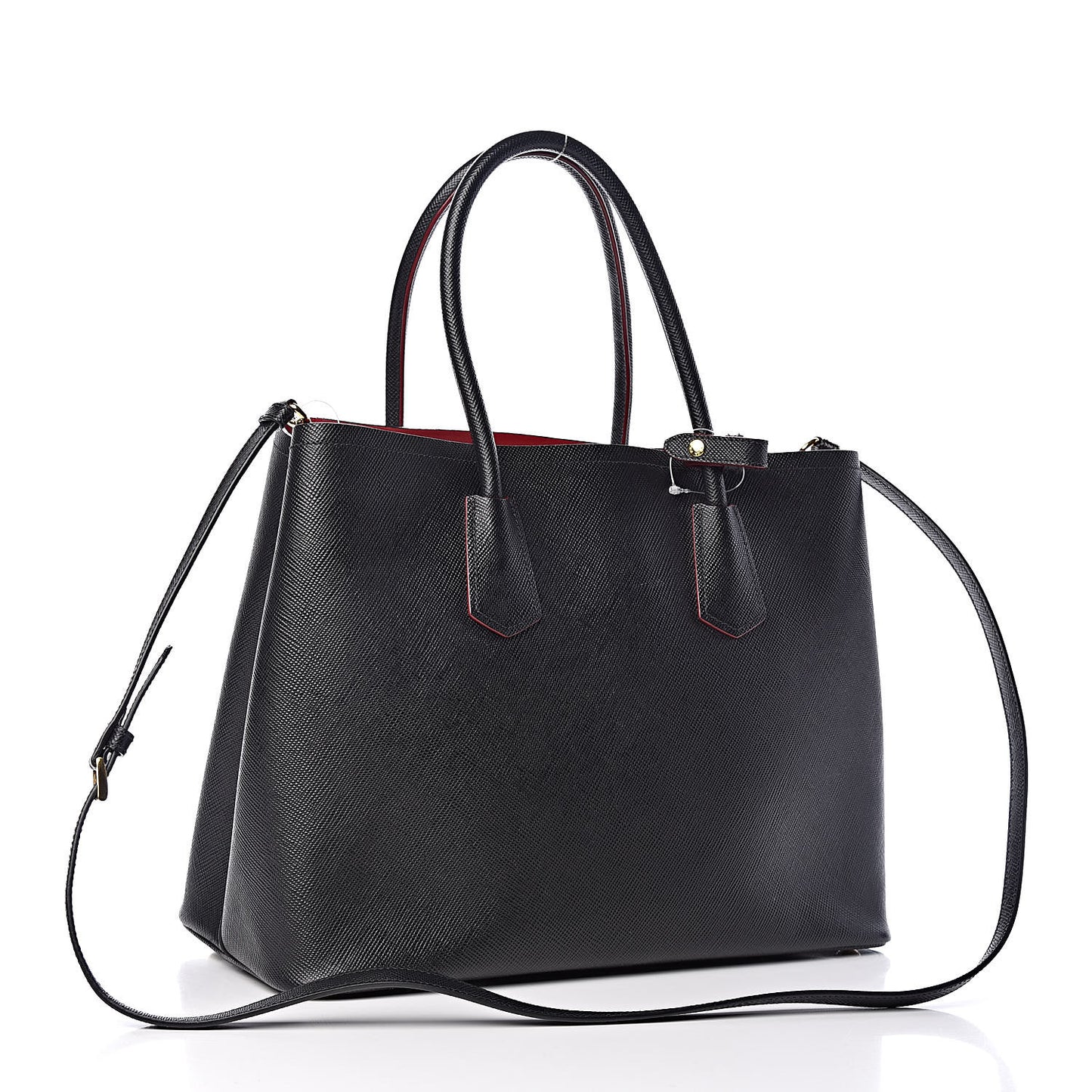 Saffiano Cuir Large Double Bag Black Fuoco