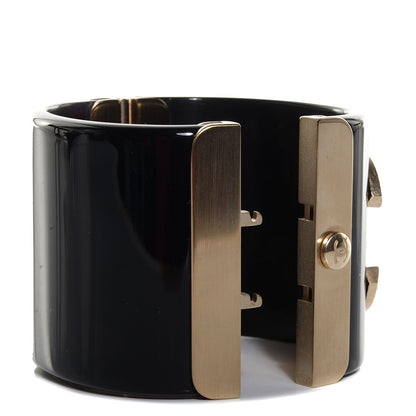 Chanel Resin Crystal CC Cuff Black Gold 4 of 6