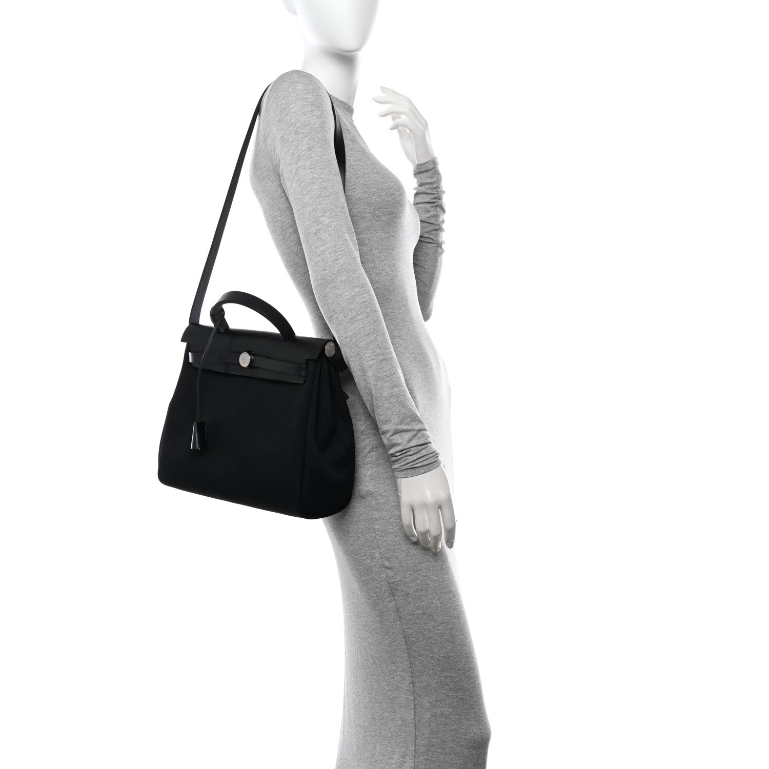 Hermes Military Toile Vache Hunter Herbag Zip Retourne 31 PM Black 2 of 13