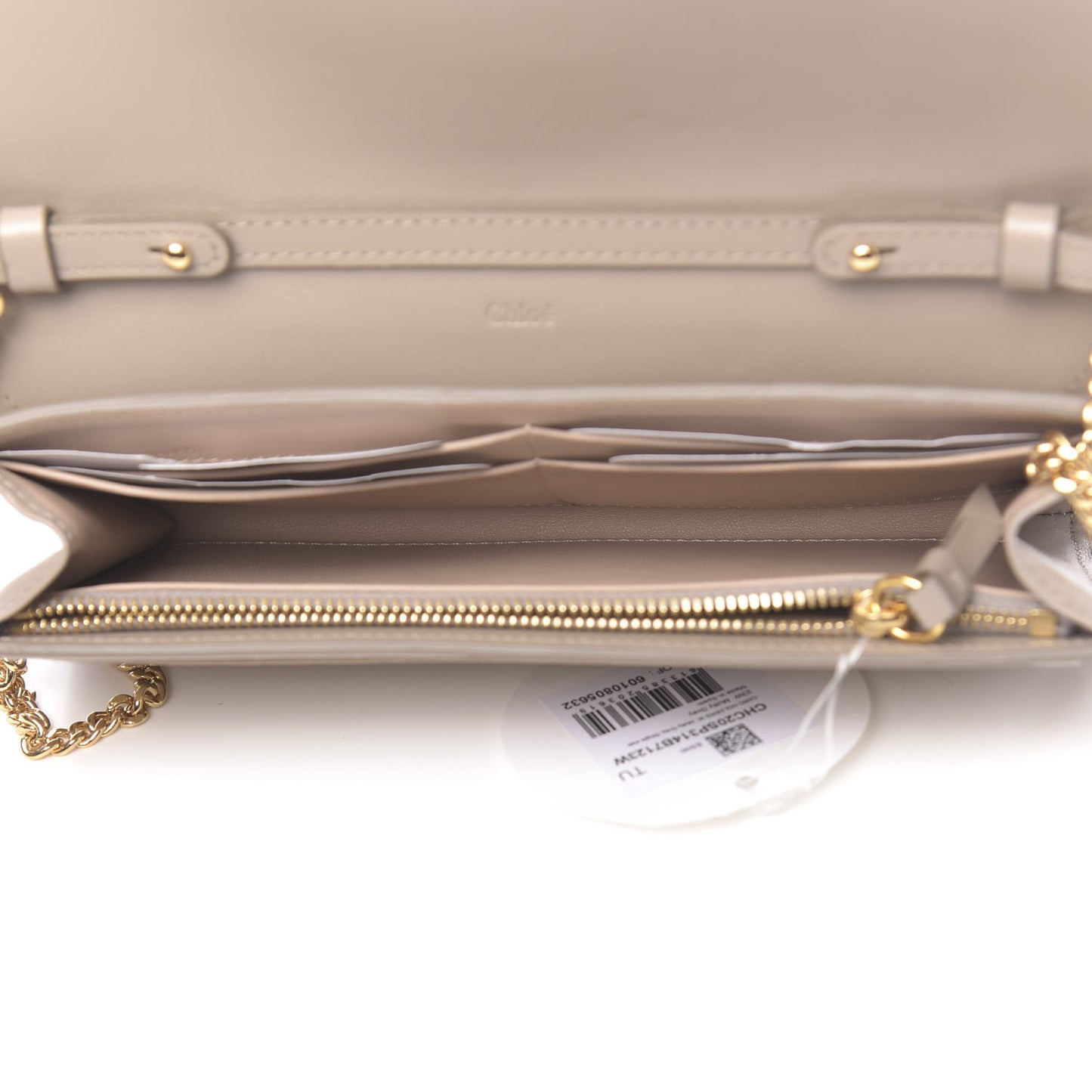 Grained Calfskin Aby Chain Wallet Motty Grey