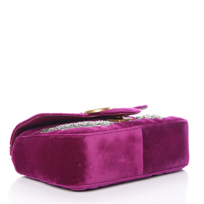Gucci Velvet Matelasse Embroidered Mini GG Marmont Shoulder Bag Bordeaux 4 of 11