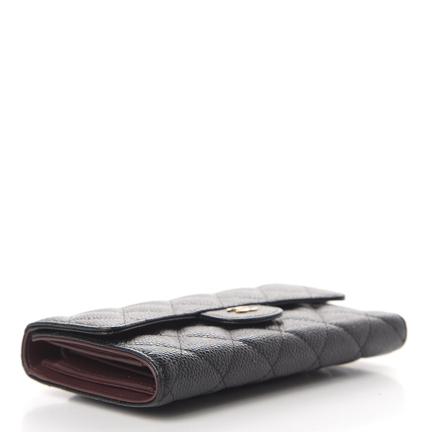 Caviar Quilted Large Flap Wallet Black