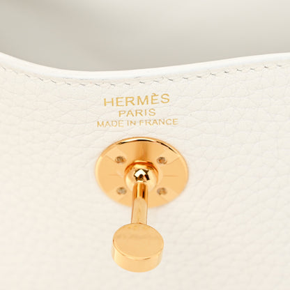 Hermes Taurillon Clemence Mini Lindy 20 New White 6 of 11