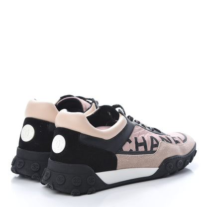 Chanel Nylon Calfskin Suede CC Womens Sneakers 40.5 Pink Black 4 of 8