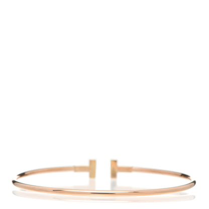 Tiffany 18K Rose Gold Narrow T Wire Bracelet 3 of 4