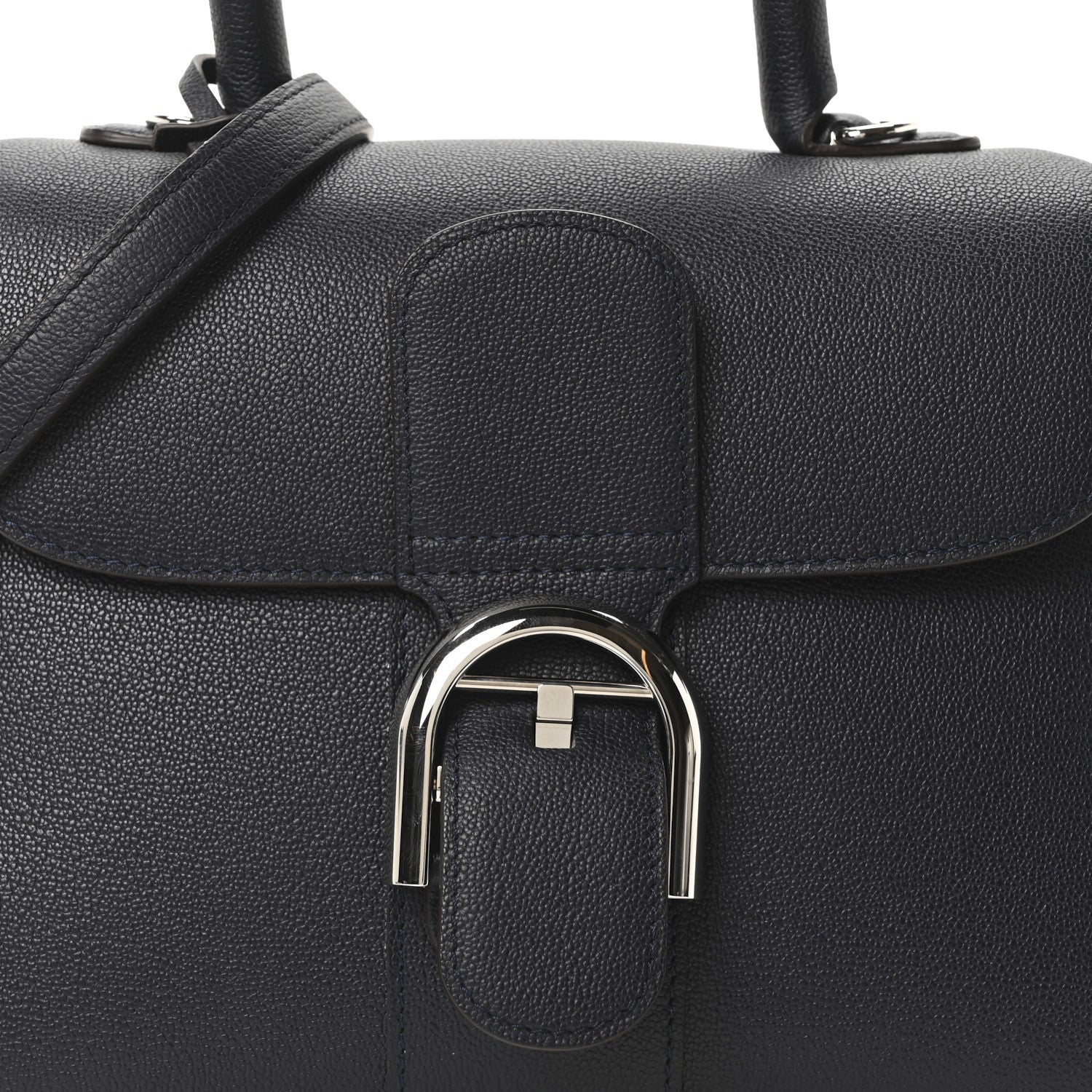 Delvaux Grained Calfskin PM Brillant Satchel Midnight 9 of 11