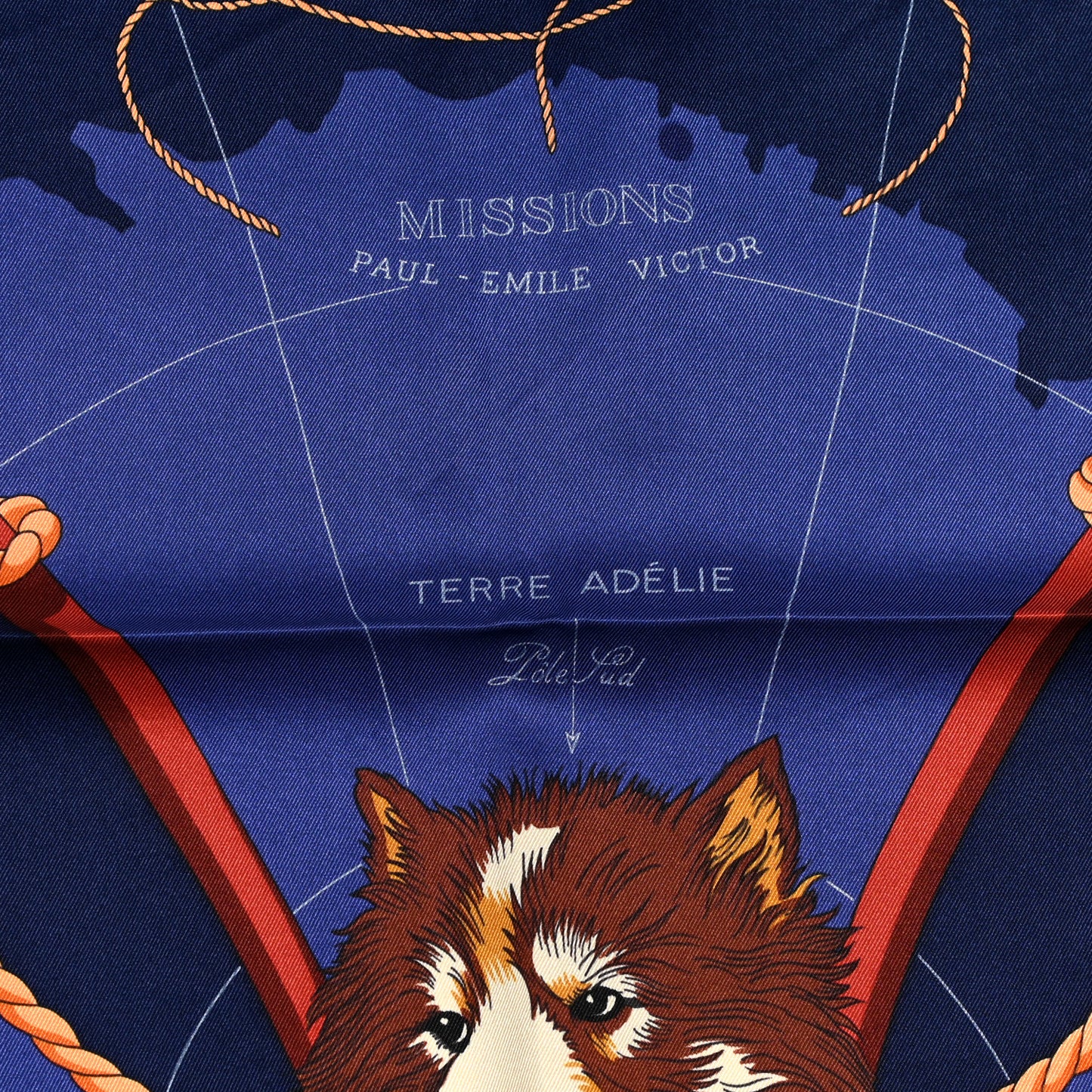 Silk Expeditions Polaire Francaise Scarf 70 Bleu Nuit Caban Cognac