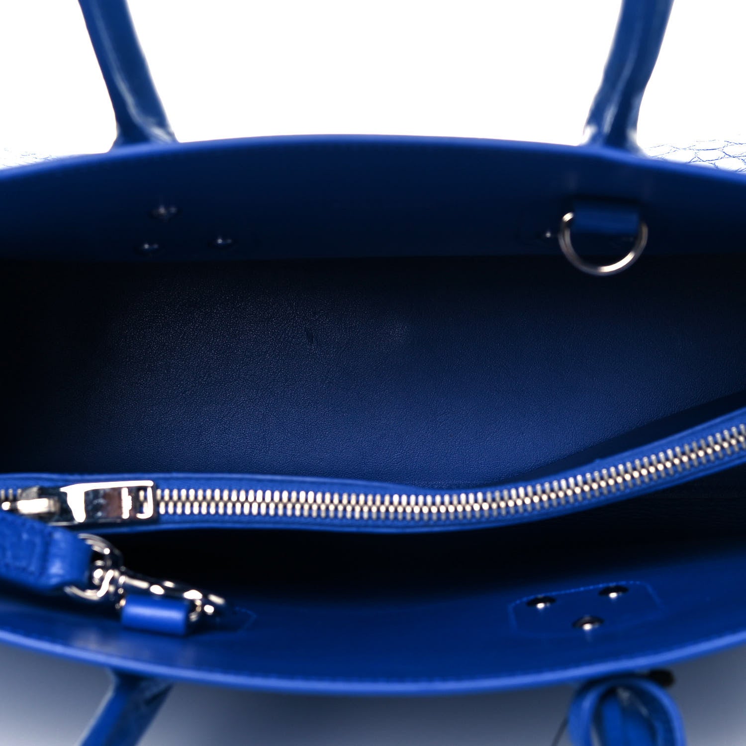 Saint Laurent Calfskin Crocodile Embossed Small Sac De Jour Royal Blue 5 of 10