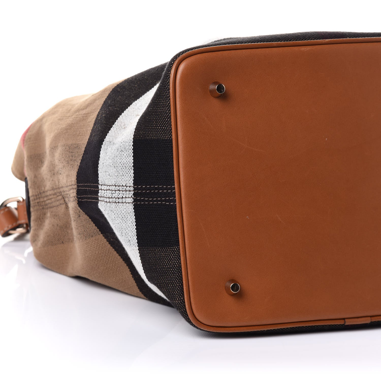 Burberry Canvas Mega Check Medium Ashby Hobo Saddle Brown 10 of 11