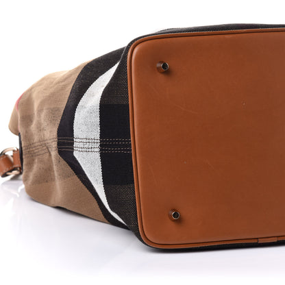Burberry Canvas Mega Check Medium Ashby Hobo Saddle Brown 10 of 11