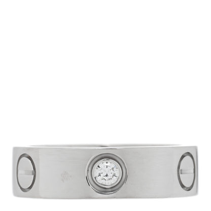 Cartier 18K White Gold 3 Diamond 5.5mm LOVE Ring 51 5.75 1 of 4