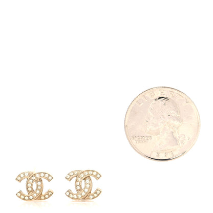 Chanel Crystal Timeless CC Earrings Light Gold 2 of 4