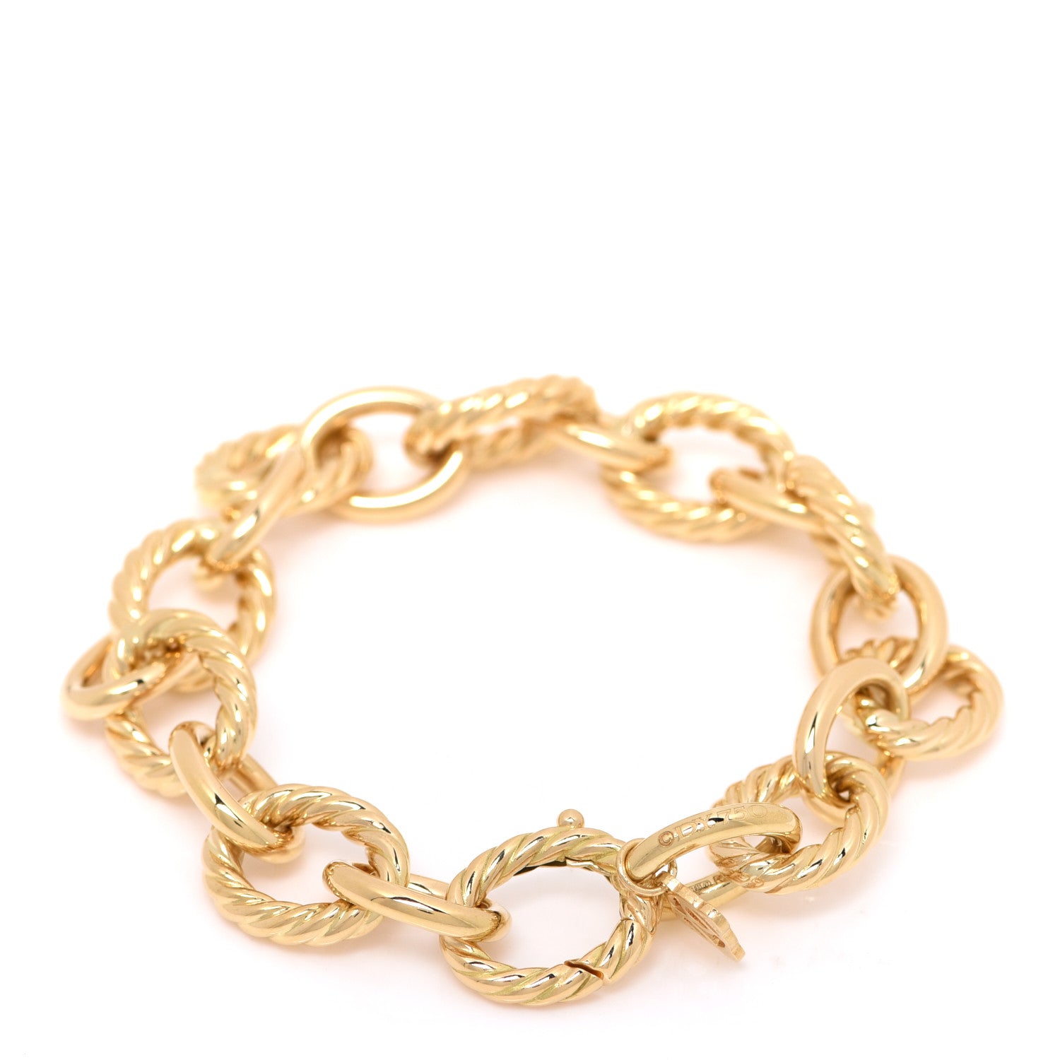 David Yurman 18K Yellow Gold 12mm Large Oval Link Bracelet 2 of 5